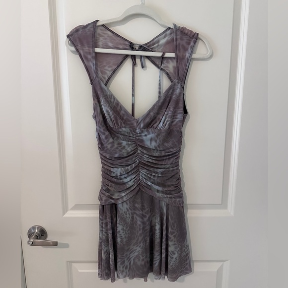 silence + noise Dresses & Skirts - Urban Outfitters silence + noise Gray-Blue Ruched One-Shoulder Evening Dress